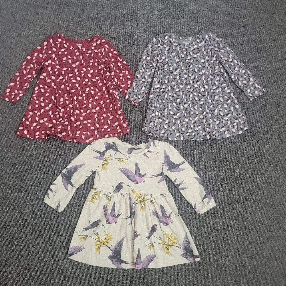 Old Navy babyGap 18-24M Dress Lot Toddler Girl Floral Bird Long Sleeve 3pc